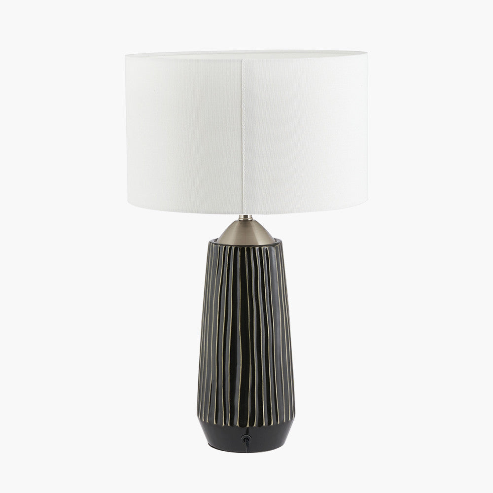 Artemis Black Textured Ceramic & Brushed Silver Tall Table Lamp
